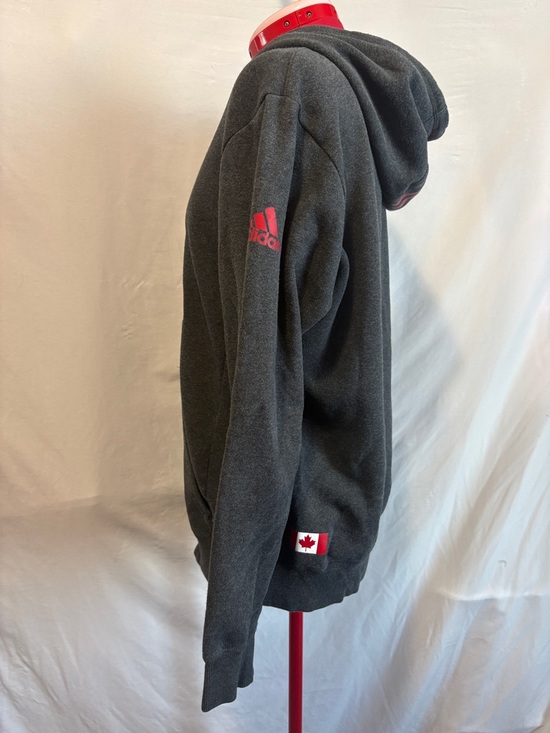 adidas Charcoal Gray Hoodie with Red CANADA Logo - Picture 4 of 5